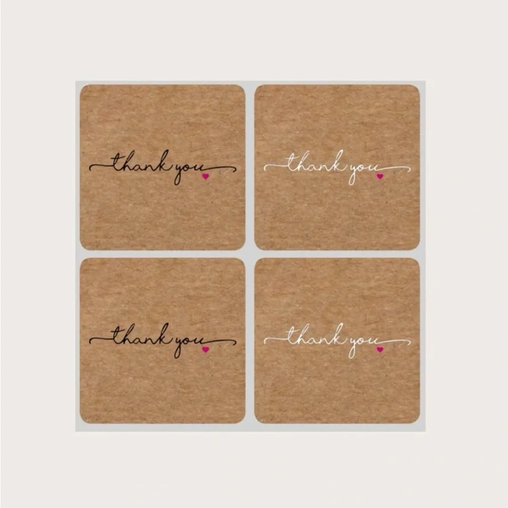 (60) Rustic Square Thank you Stickers